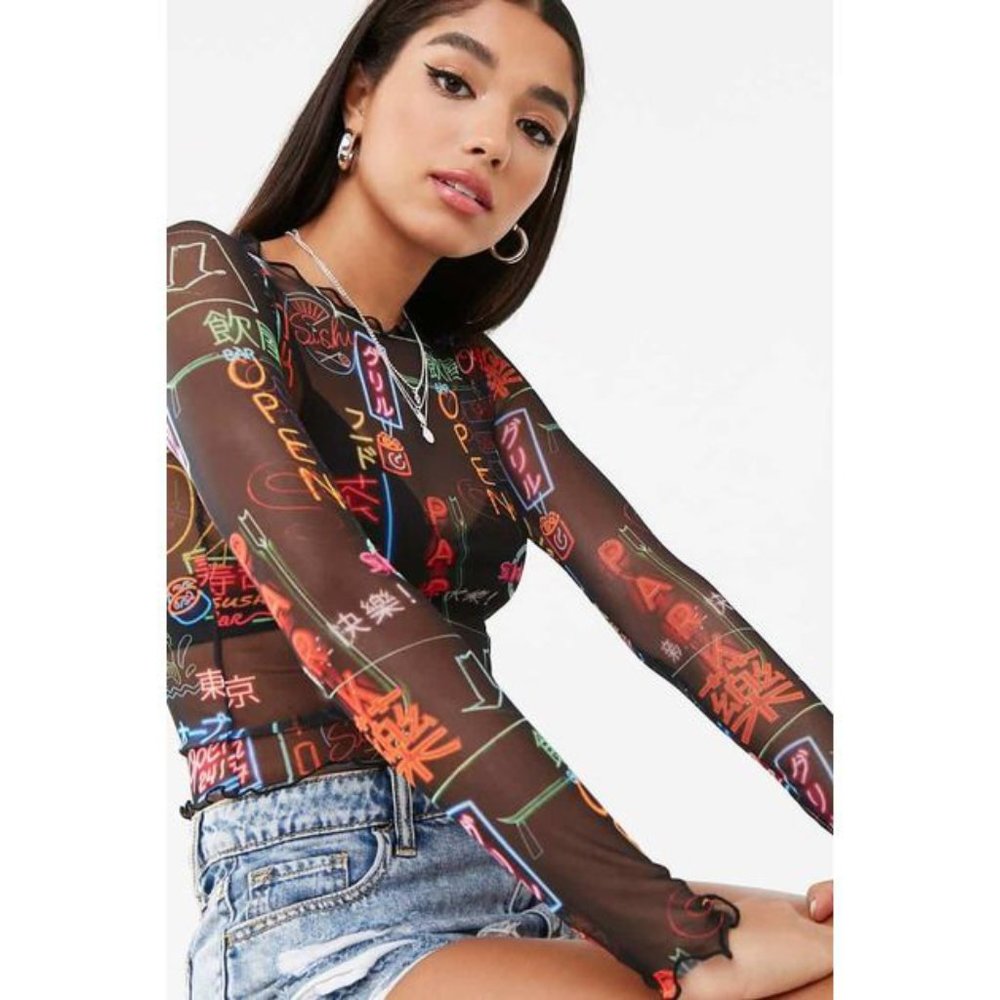 Sheer Tokyo Graphic Top -- Forever 21